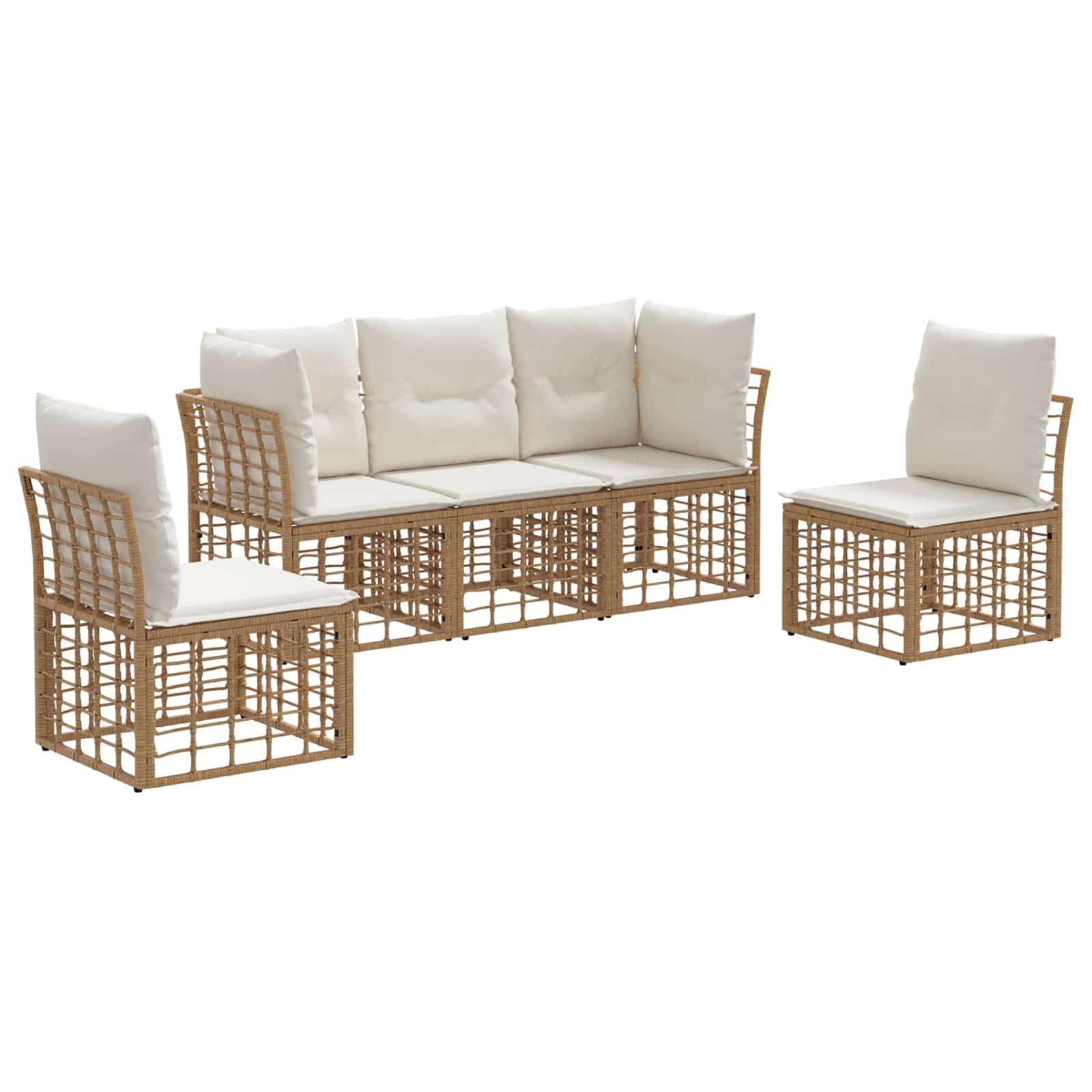 Buiten bankenset met kussen 5 pcs Naturel Polyester