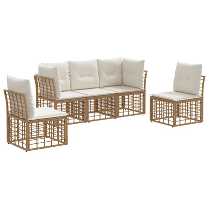 Buiten bankenset met kussen 5 pcs Naturel Polyester