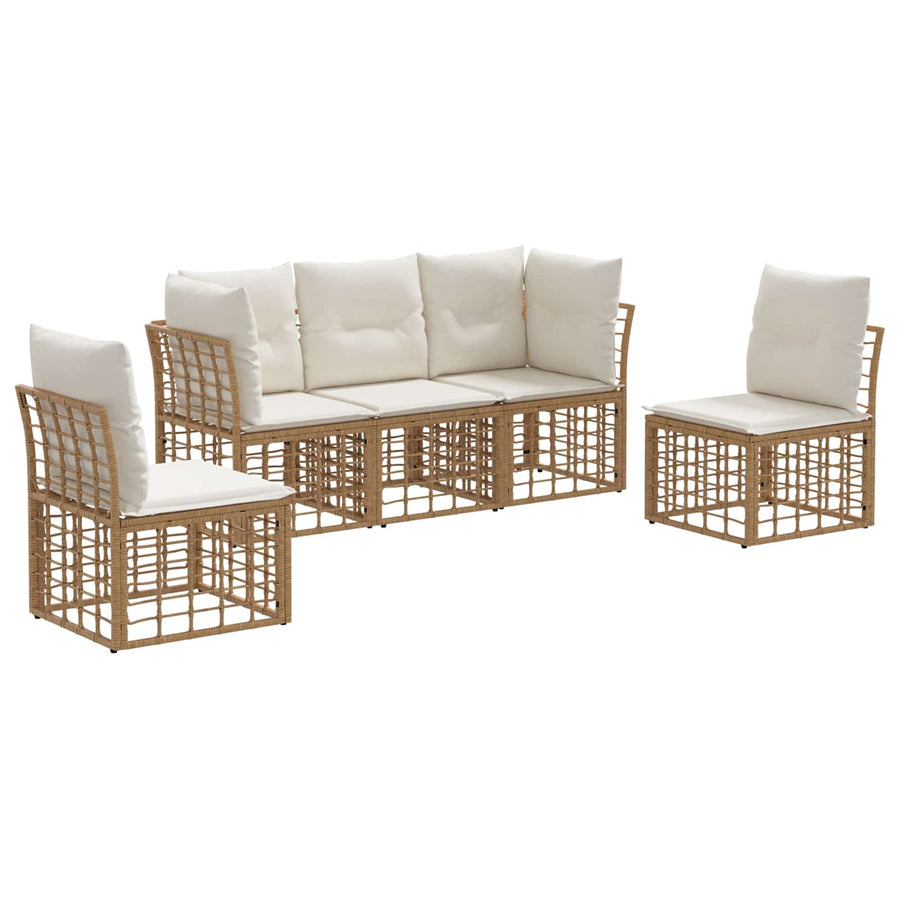 Buiten bankenset met kussen 5 pcs Naturel Polyester