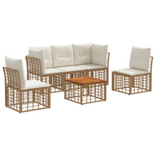Buiten bankenset 6 pcs Natuurlijk en Crème Wit Polyester