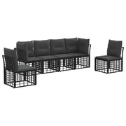 Tuinset 6 personen zwart polyester