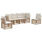 Tuinset poly rattan 6 personen naturel