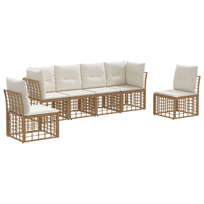 Buiten bankenset met kussen 6 pcs Naturel Polyester