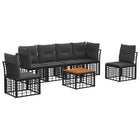 Outdoor Lounge Set 7 pcs Black and Dark Gray Polyester