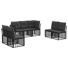 Buiten bankenset met kussen 7 pcs Zwart Polyester