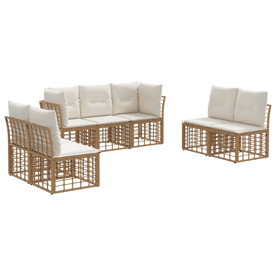 Buiten bankenset met kussen 7 pcs Naturel Polyester
