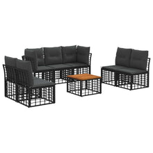 Buiten bankenset 8 pcs Zwart en Donkergrijs Polyester