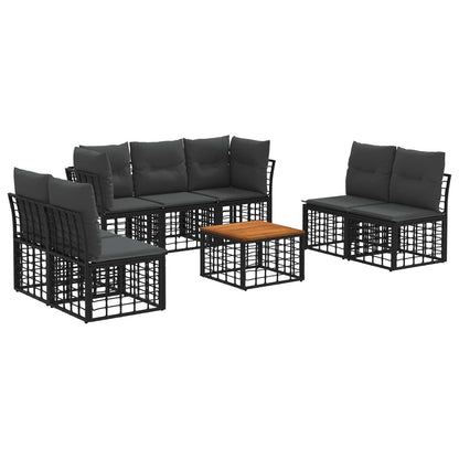 Buiten bankenset 8 pcs Zwart en Donkergrijs Polyester