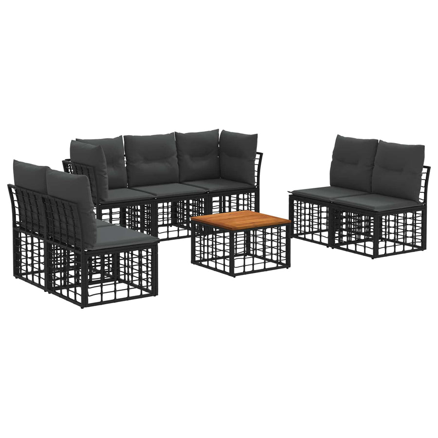 Buiten bankenset 8 pcs Zwart en Donkergrijs Polyester