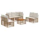 Tuinset poly rattan 8-delig crème wit