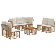 Tuinset poly rattan 8-delig crème wit