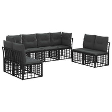Buiten bankenset met kussen 8 pcs Zwart Polyester
