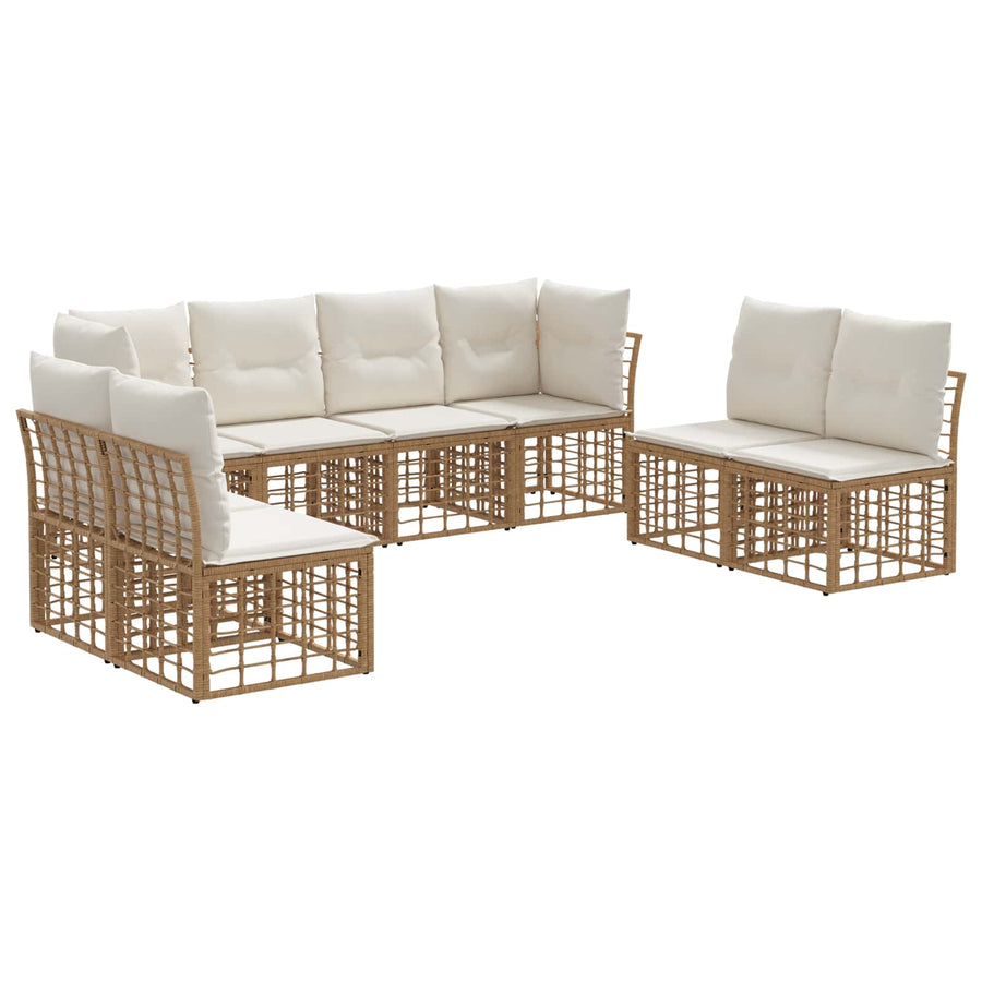 Buiten bankenset met kussen 8 pcs Naturel Polyester