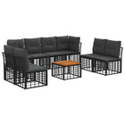 Loungeset buiten 9-delig zwart donkergrijs polyester