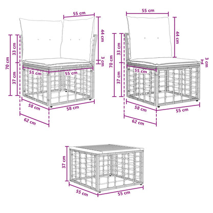 Buiten bankenset 9 pcs Zwart en Donkergrijs Polyester