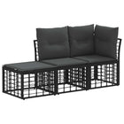 Outdoor lounge set with cushions 3 pcs Black Polyester