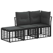 Tuinset 3-delig poly rattan zwart
