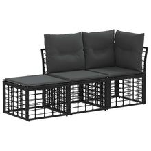 Buiten bankenset met kussen 3 pcs Zwart Polyester