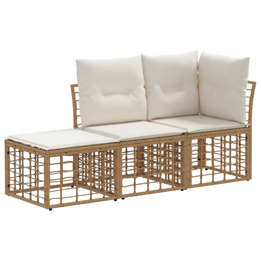 Buiten bankenset met kussen 3 pcs Naturel Polyester