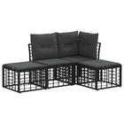 Outdoor Lounge Set with Cushions 4 pcs Black Polyester