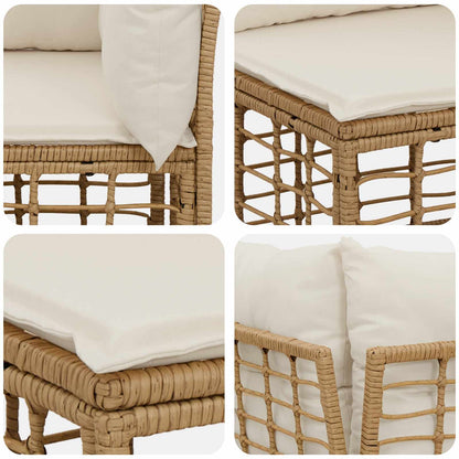 Buiten bankenset met kussen 4 pcs Naturel Polyester