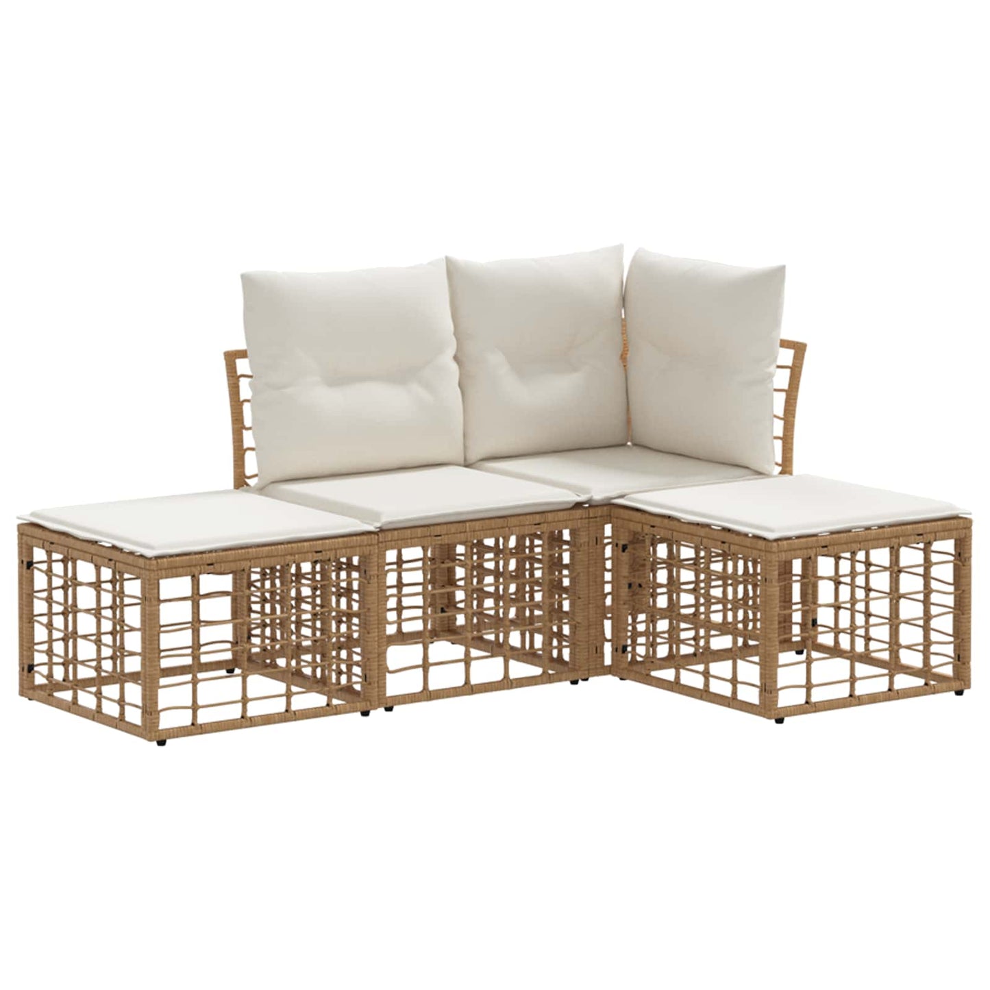 Buiten bankenset met kussen 4 pcs Naturel Polyester