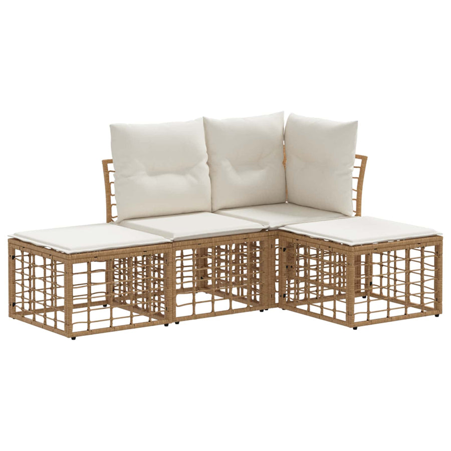 Buiten bankenset met kussen 4 pcs Naturel Polyester