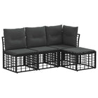Outdoor Lounge Set with Cushions 4 pcs Black Polyester