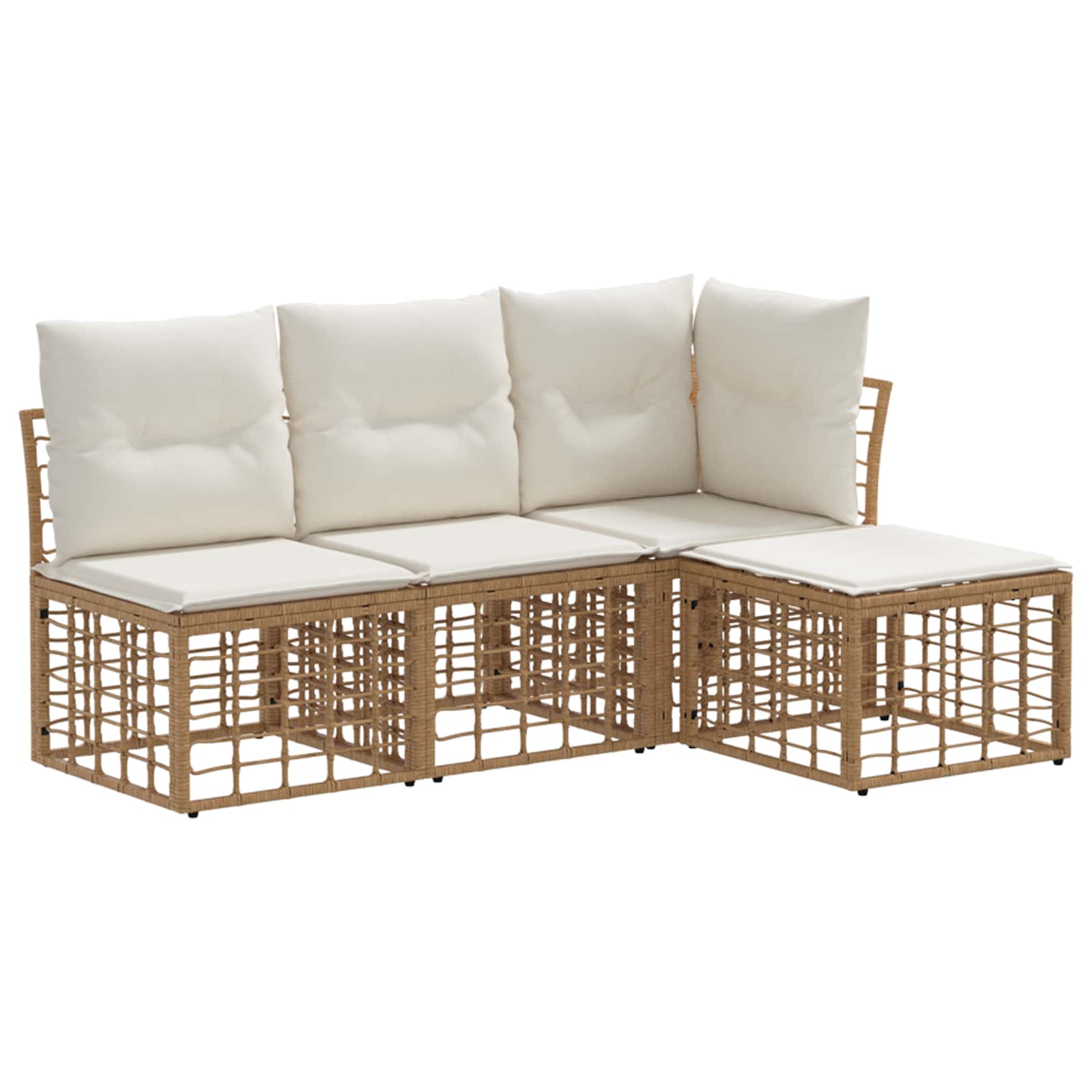 Buiten bankenset met kussen 4 pcs Naturel Polyester