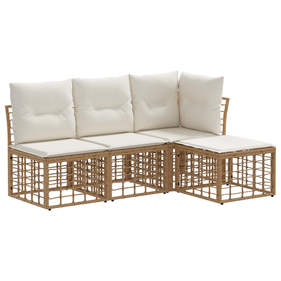 Buiten bankenset met kussen 4 pcs Naturel Polyester