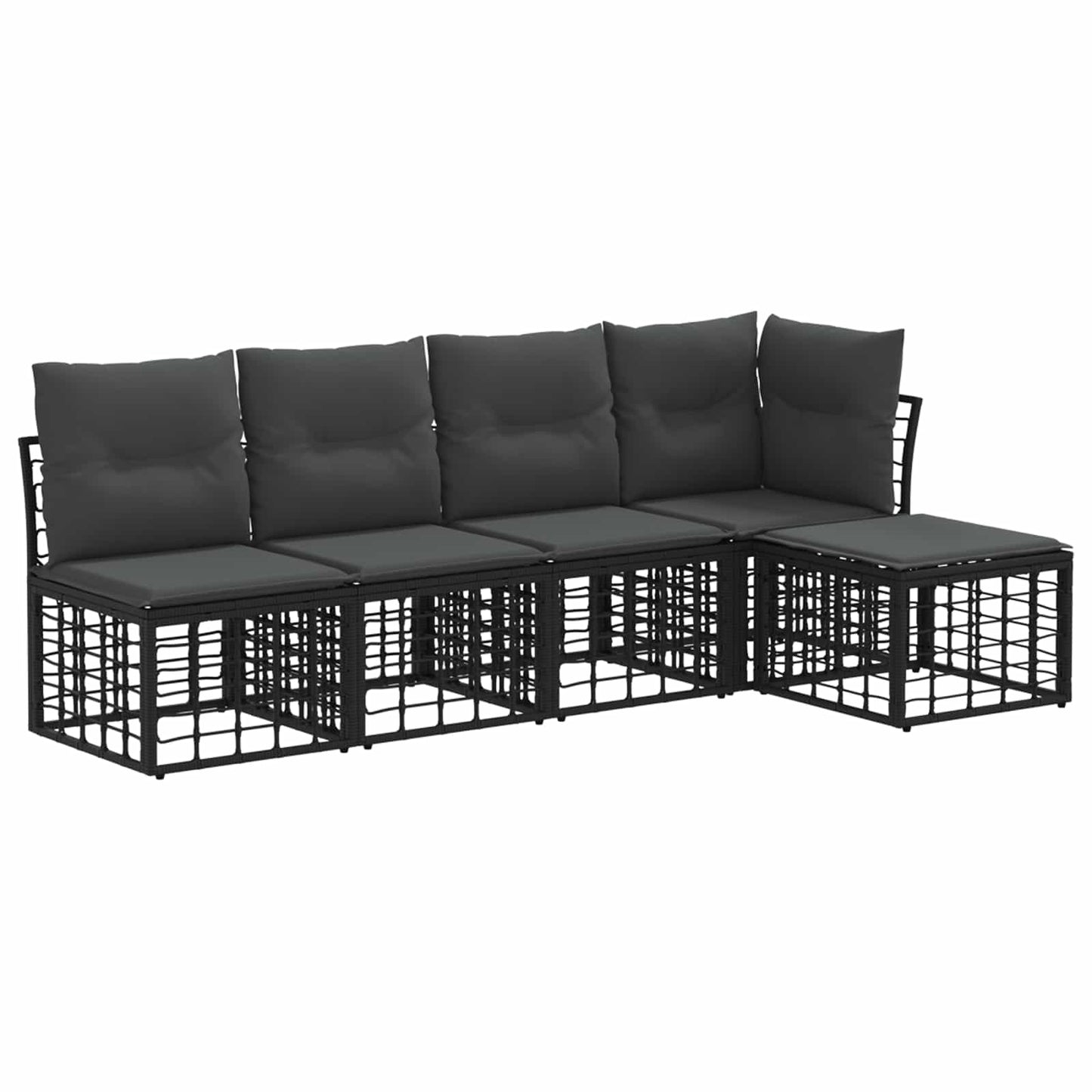 Buiten bankenset met kussen 2 pcs Zwart Polyester
