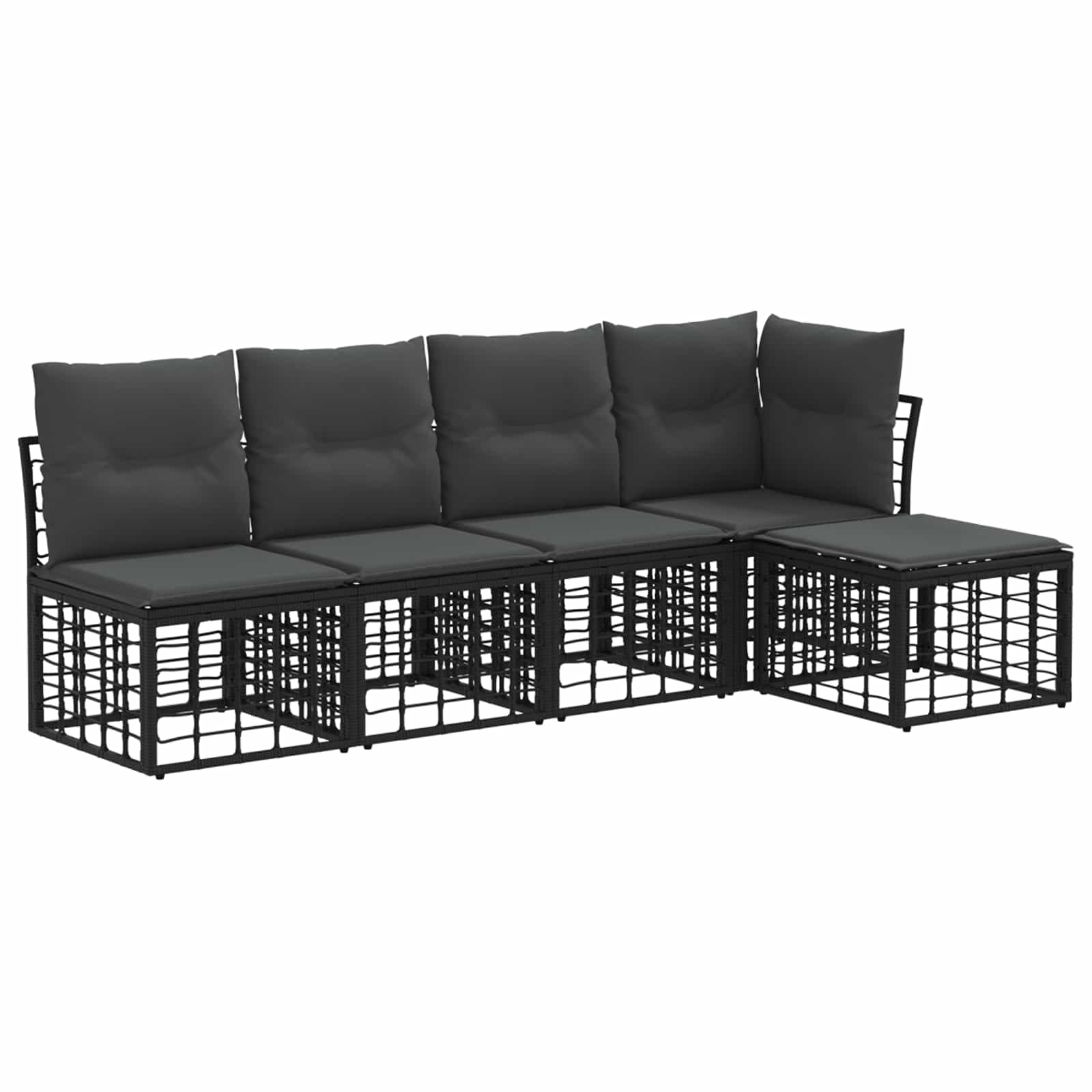 Buiten bankenset met kussen 2 pcs Zwart Polyester