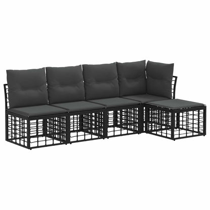 Buiten bankenset met kussen 2 pcs Zwart Polyester