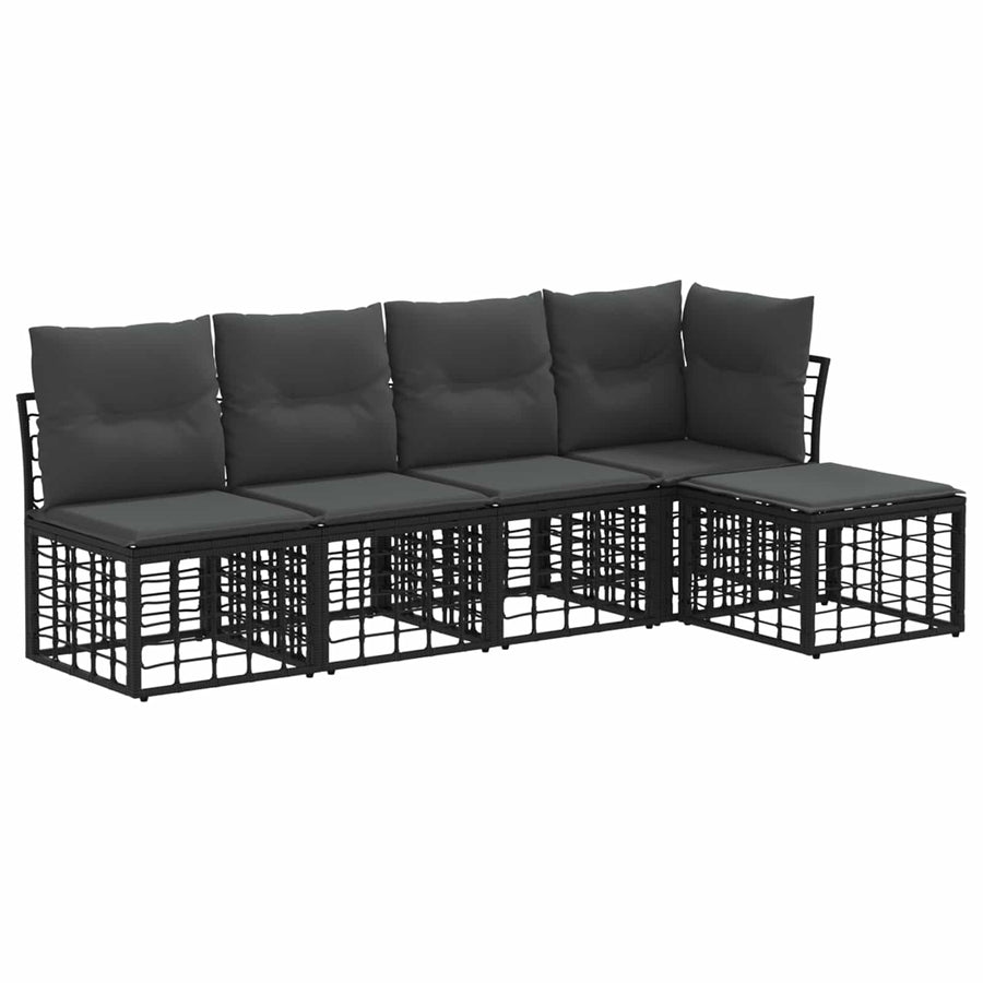 Buiten bankenset met kussen 2 pcs Zwart Polyester