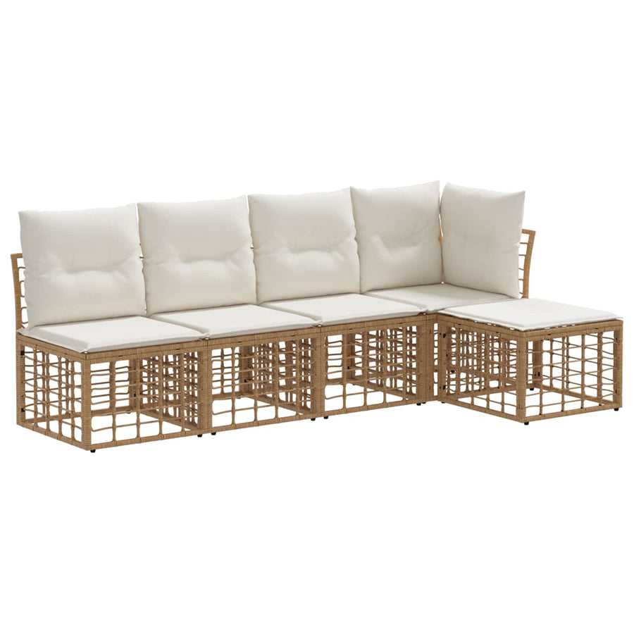 Buiten bankenset met kussen 2 pcs Naturel Polyester
