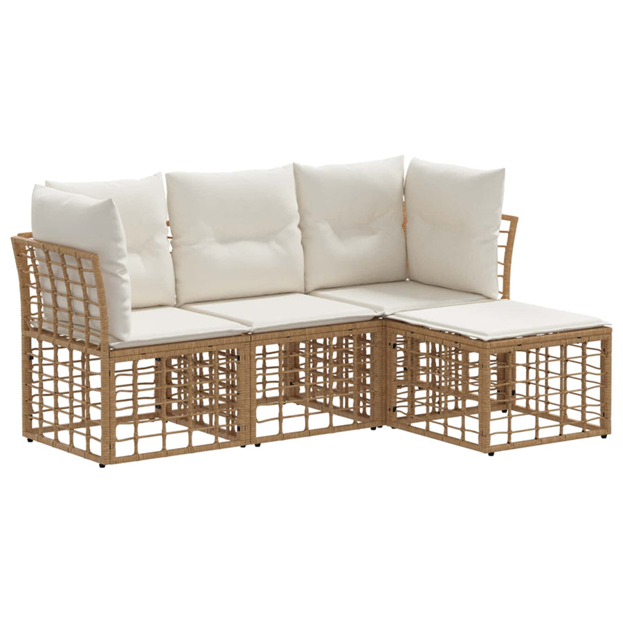 Buiten bankenset met kussen 4 pcs Naturel Polyester