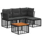 Tuinbankenset 5-delig zwart donkergrijs poly rattan