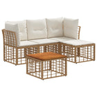 Tuinbankenset 5-delig poly rattan crème wit