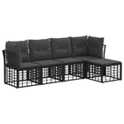 Outdoor lounge set with cushions 5 pcs Black Polyester