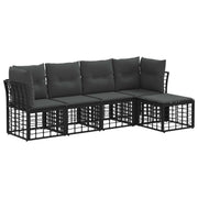 Tuinset 5-persoons poly rattan zwart