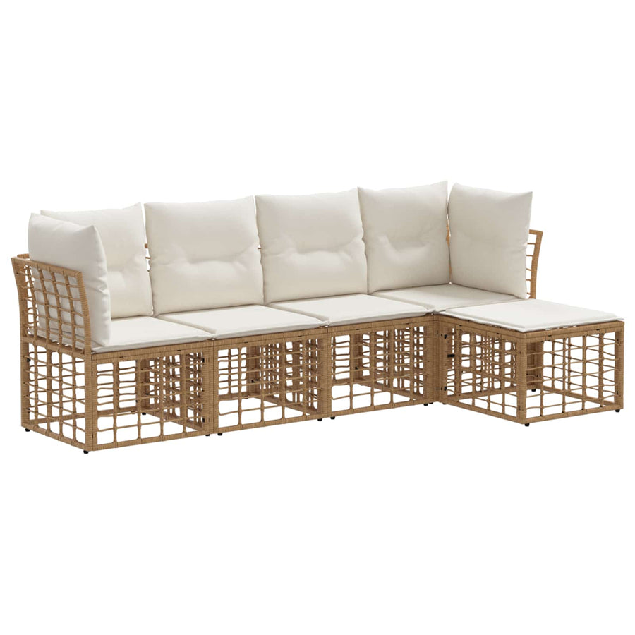 Buiten bankenset met kussen 5 pcs Naturel Polyester