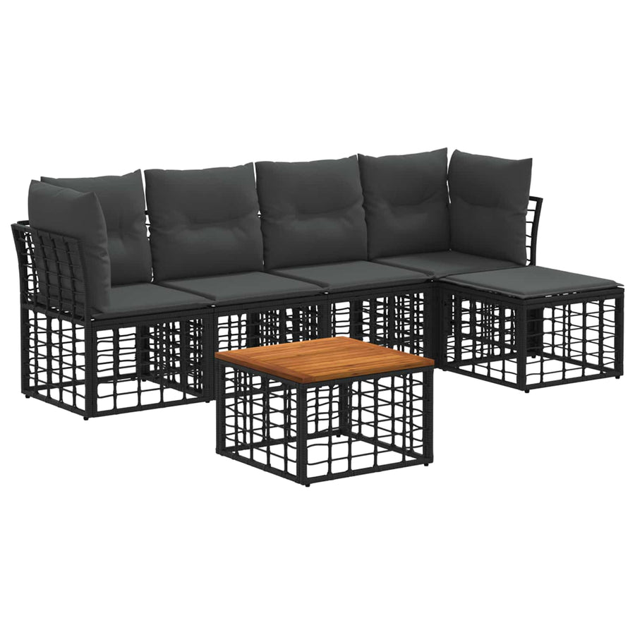 Buiten bankenset 6 pcs Zwart en Donkergrijs Polyester