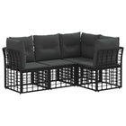 Loungeset 4 personen poly rattan zwart