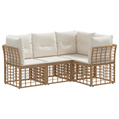 Buiten bankenset met kussen 4 pcs Naturel Polyester