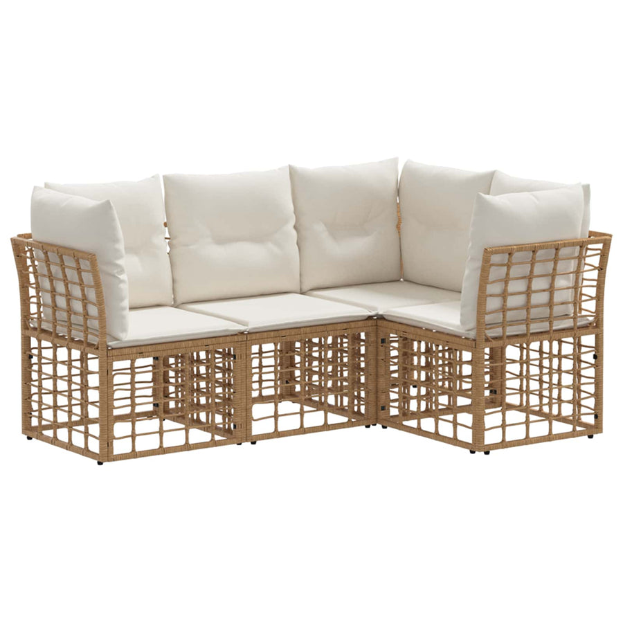 Buiten bankenset met kussen 4 pcs Naturel Polyester