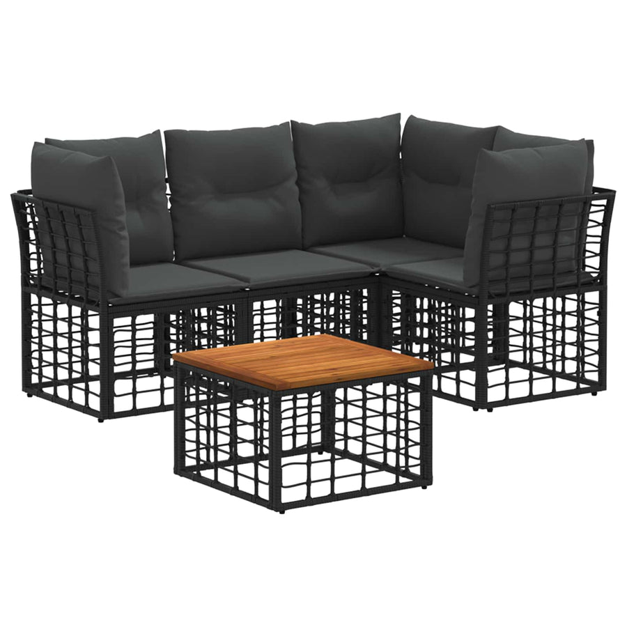 Buiten bankenset 5 pcs Zwart en Donkergrijs Polyester