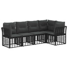 Tuinbankenset 5-delig zwart poly rattan