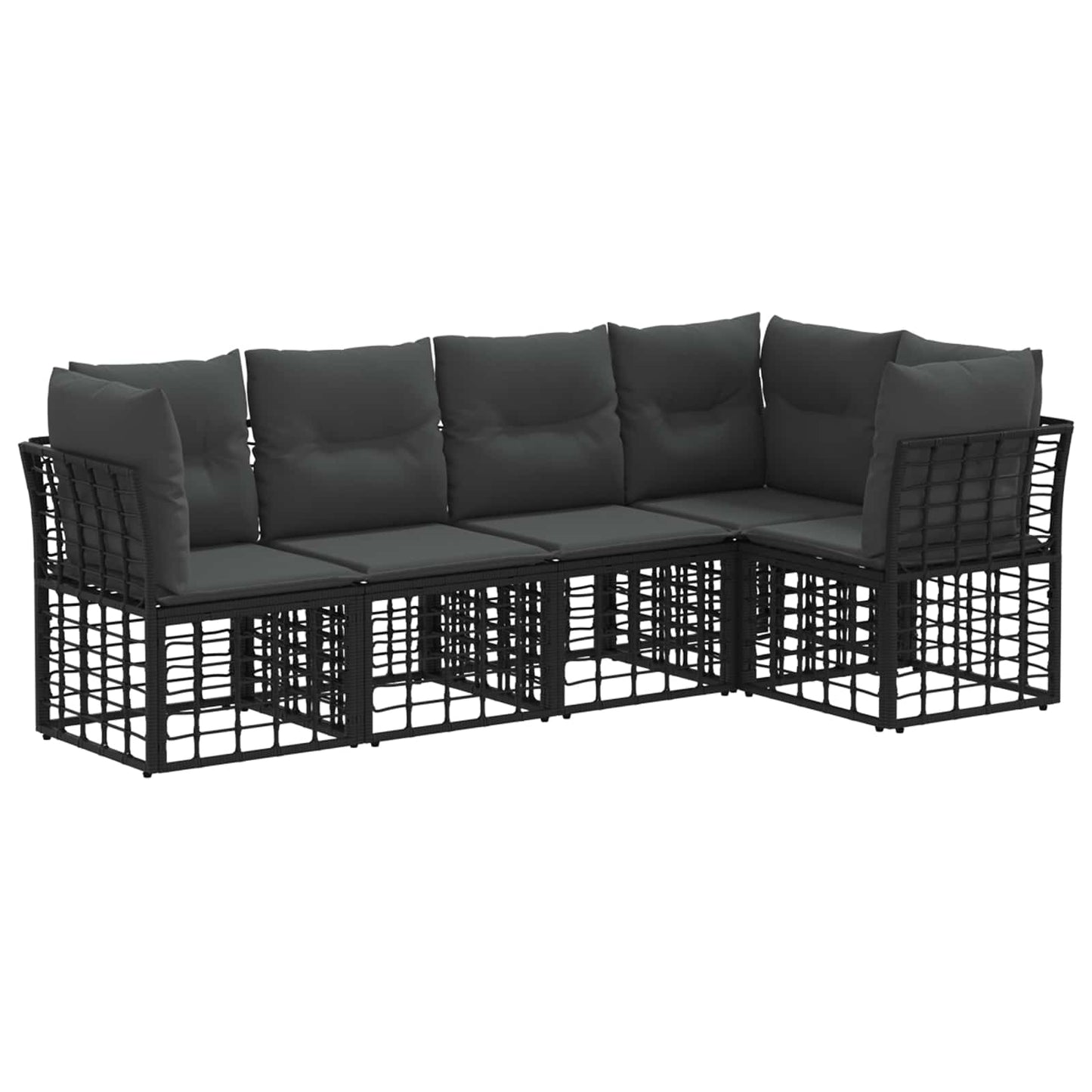 Buiten bankenset met kussen 5 pcs Zwart Polyester