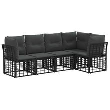Buiten bankenset met kussen 5 pcs Zwart Polyester