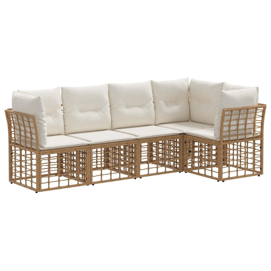 Buiten bankenset met kussen 5 pcs Naturel Polyester